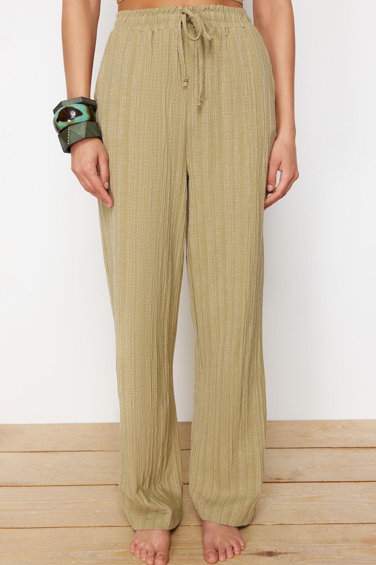 Khaki Set Textured Top Trousers, , large image number 4