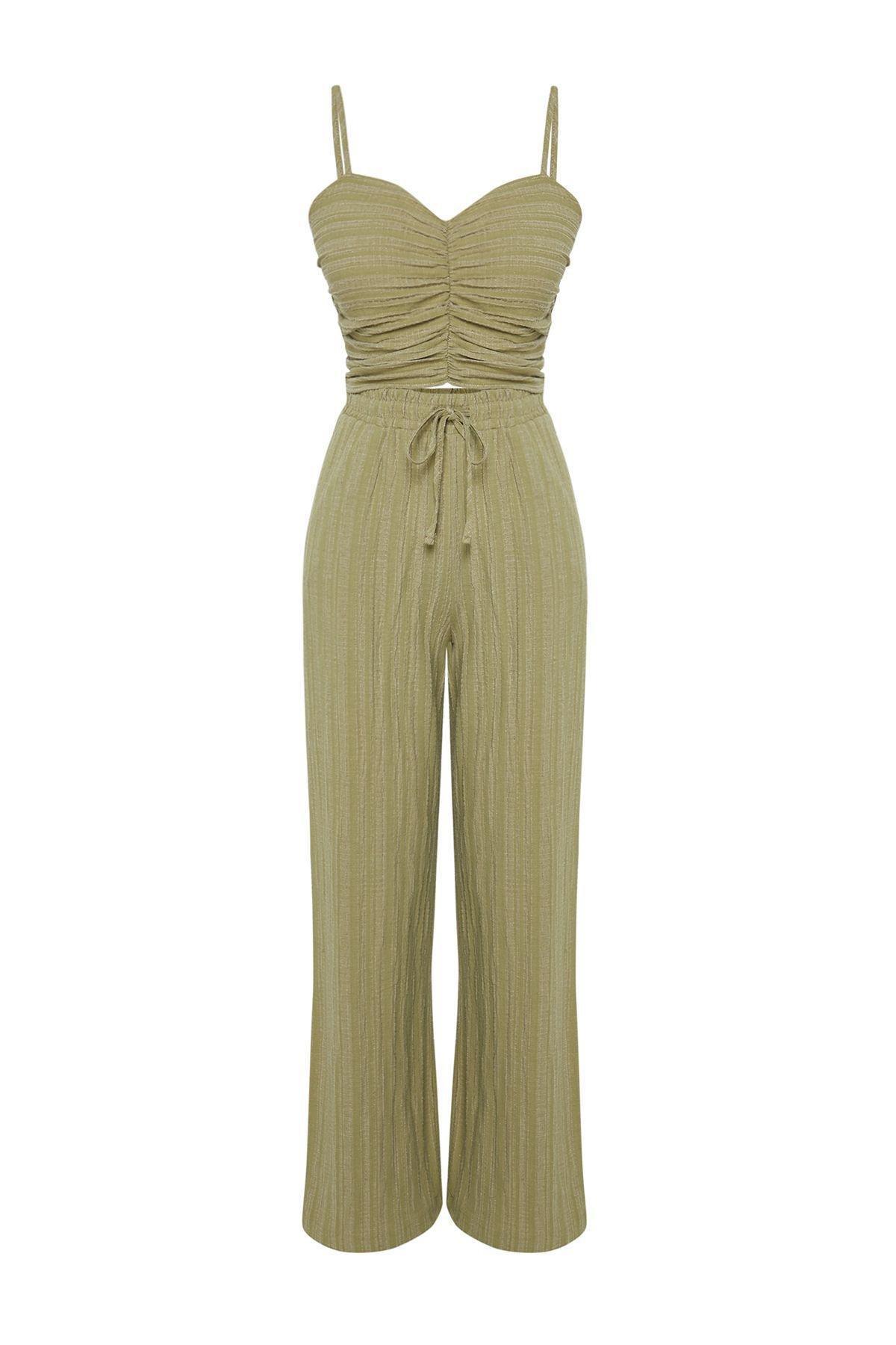 Khaki Set Textured Top Trousers, , large image number 5
