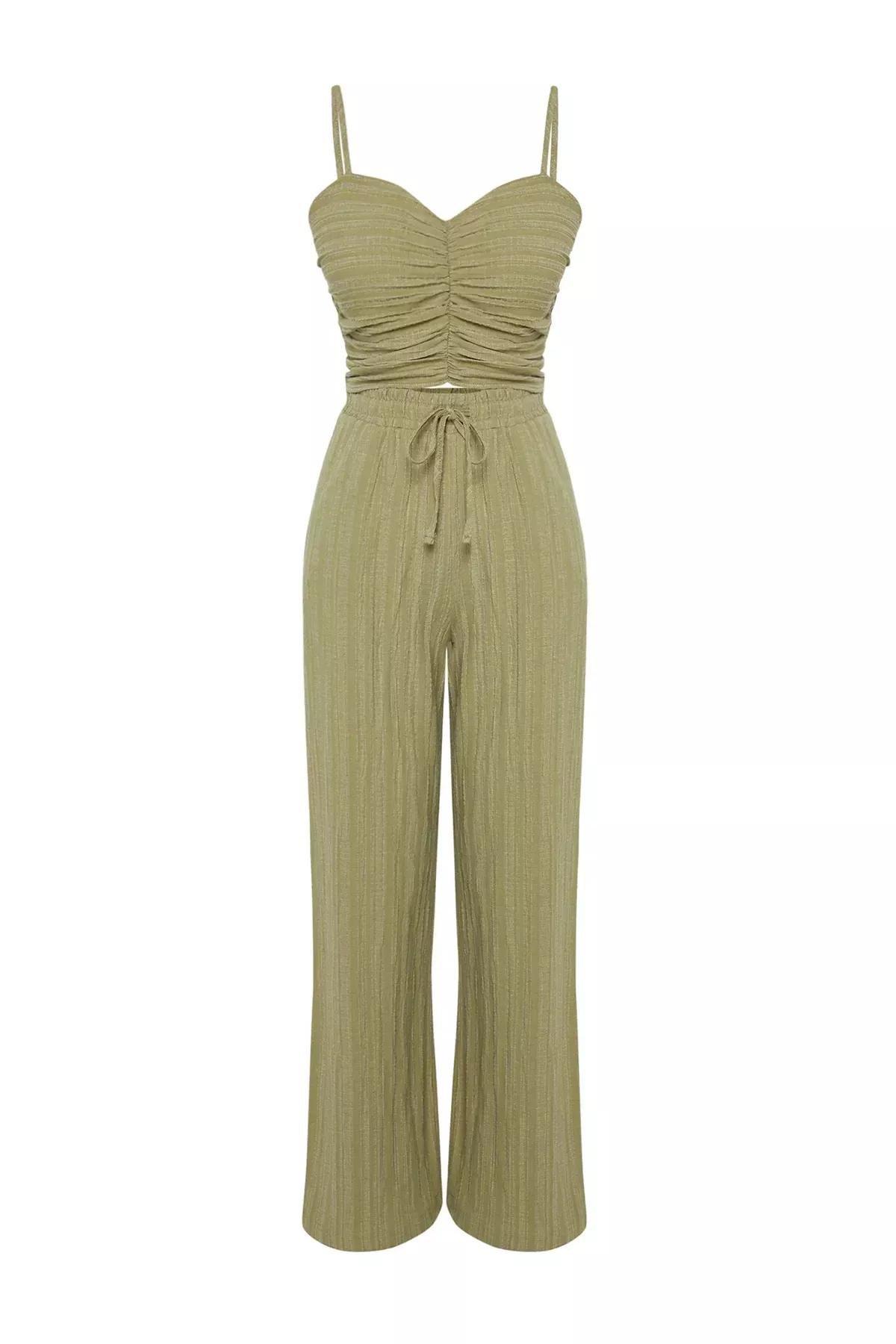 Khaki Set Textured Top Trousers, C101_1754, large image number 5