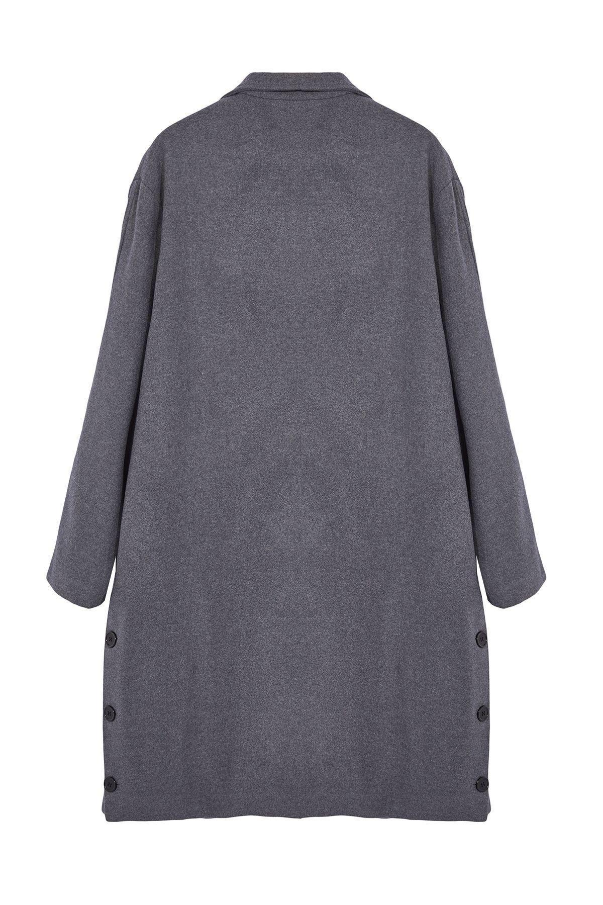 Anthracite Oversize Fit Stand Collar Long Stash Winter Coat TMNAW25KB00005, Single item, , large image number 5