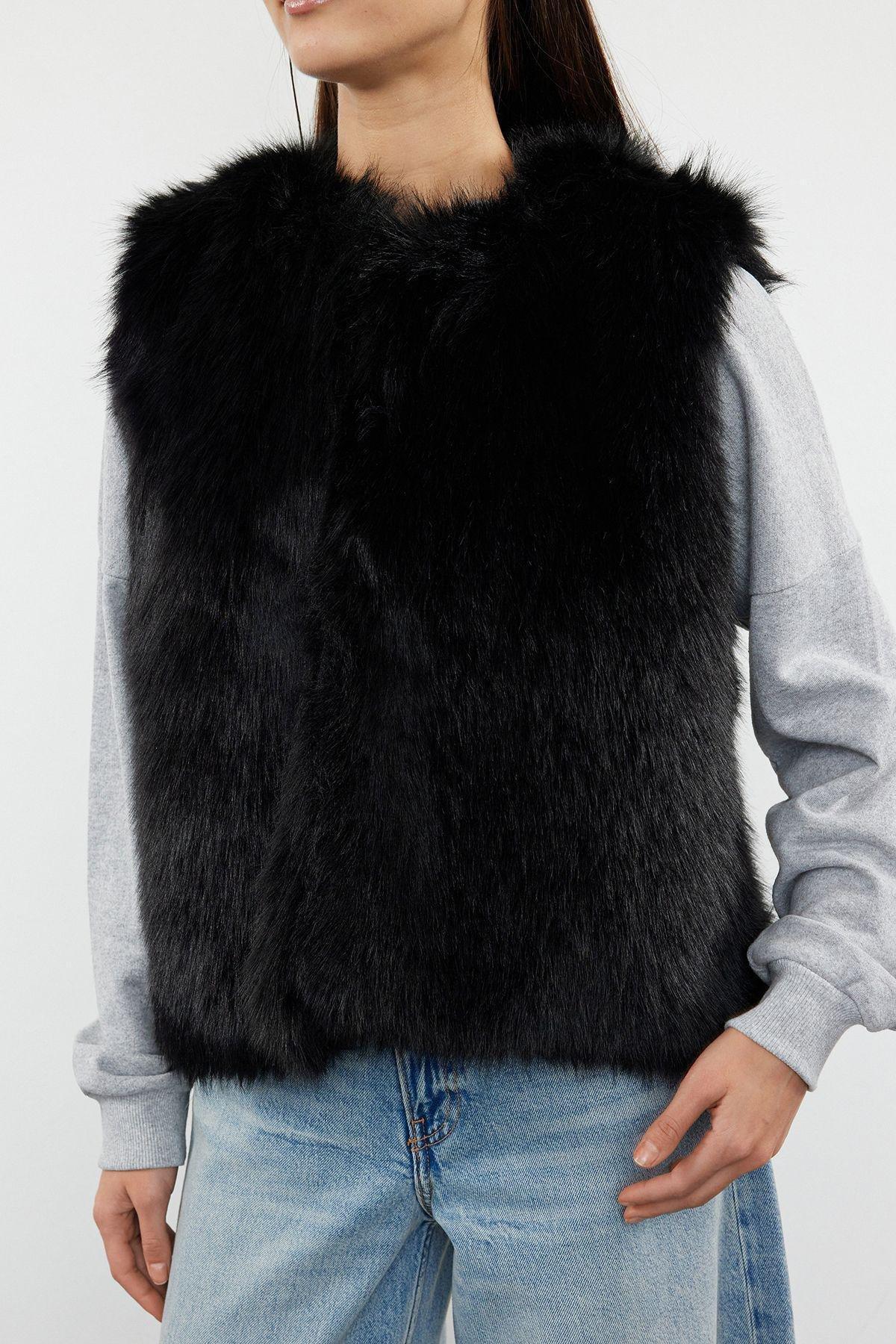Black Oversize Winter Vest, BLACK, large image number 3
