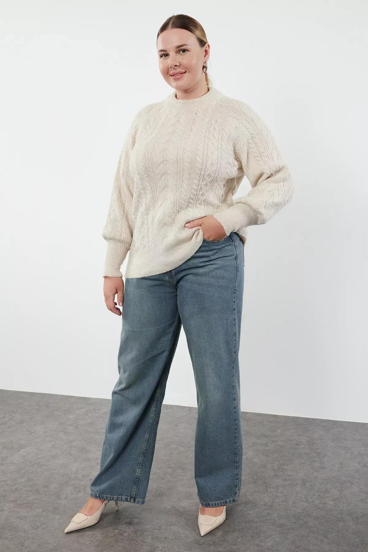 Beige Oversized Sweater, STONE, large image number 1