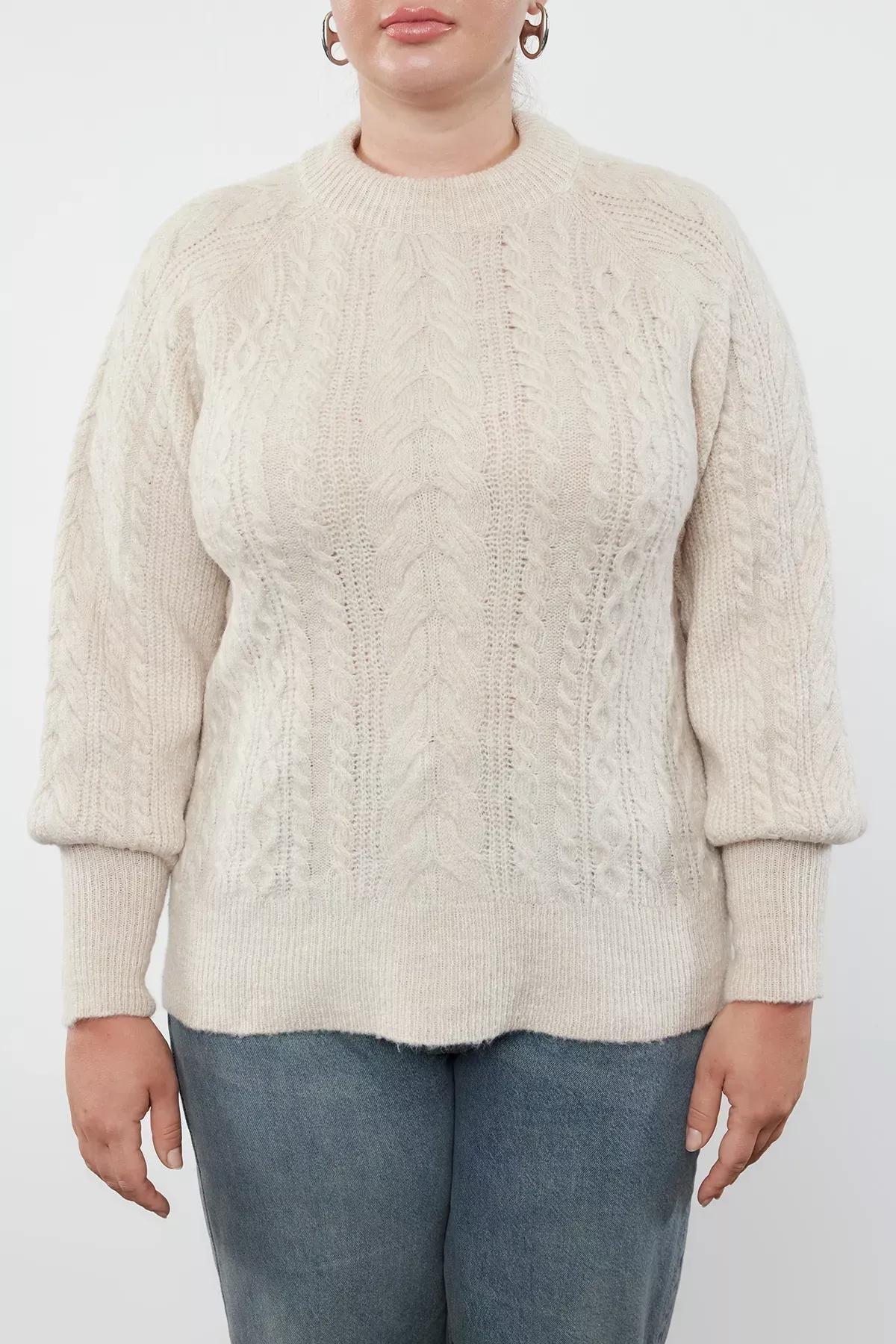 Beige Oversized Sweater, STONE, large image number 2
