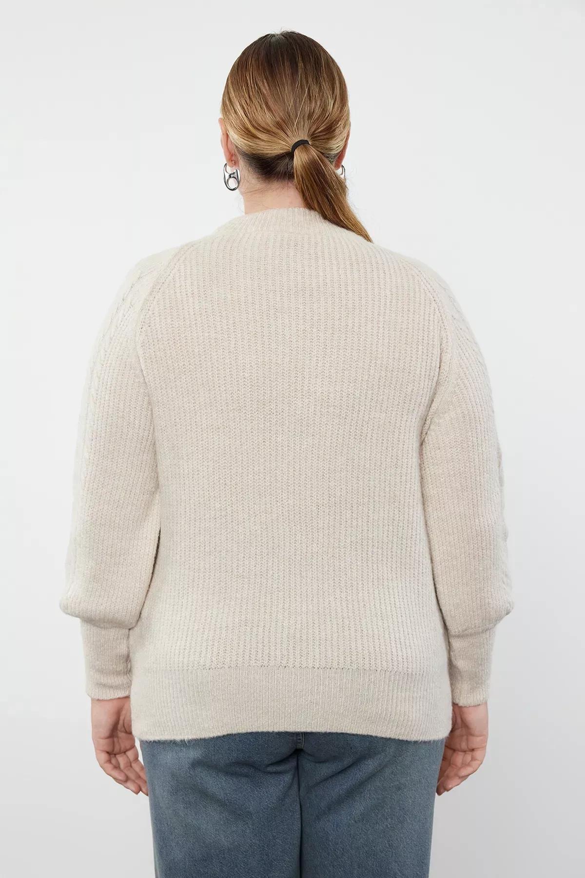 Beige Oversized Sweater, STONE, large image number 4
