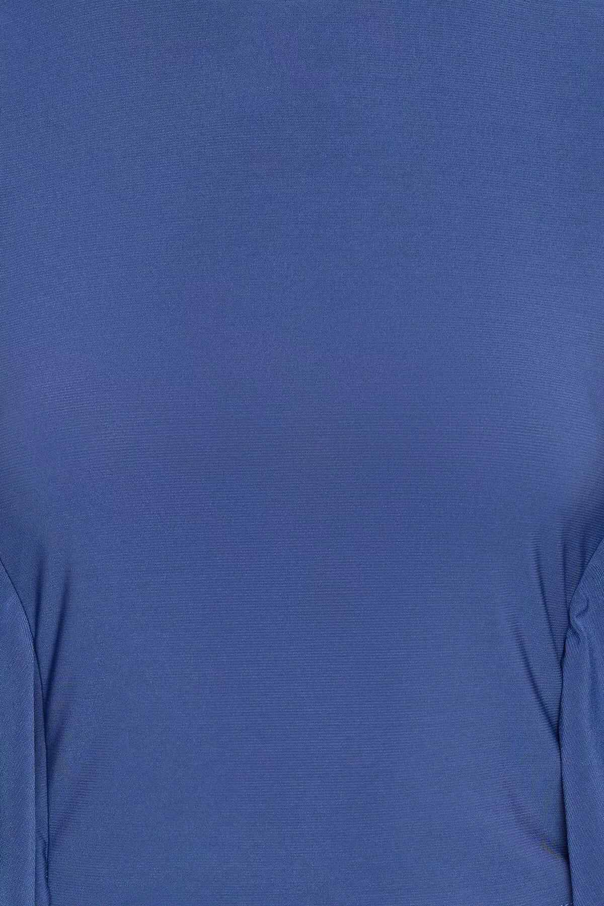 بلوزة مُحاكة بأكمام كشكش، كحلي, Indigo, large image number 3