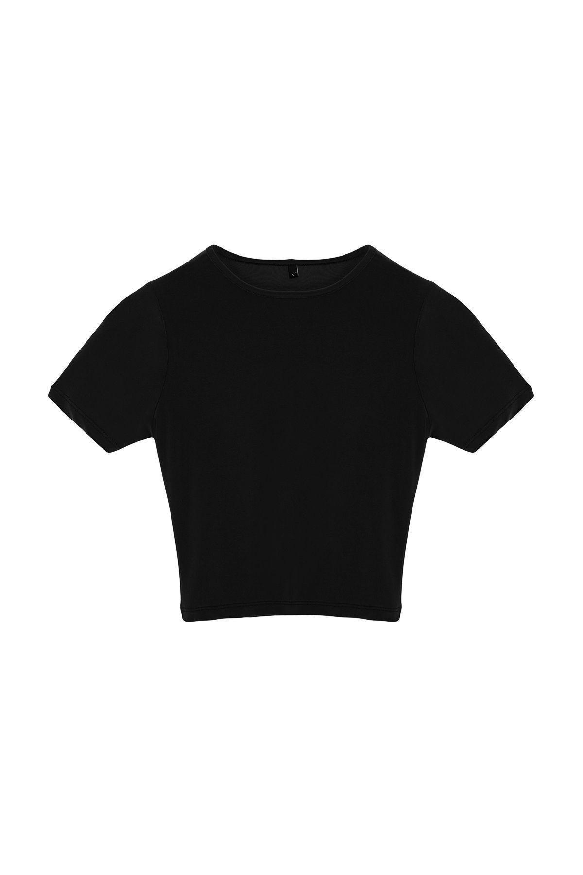 Black Plain Crop Shirt TWOSS24BZ00639, , large image number 5