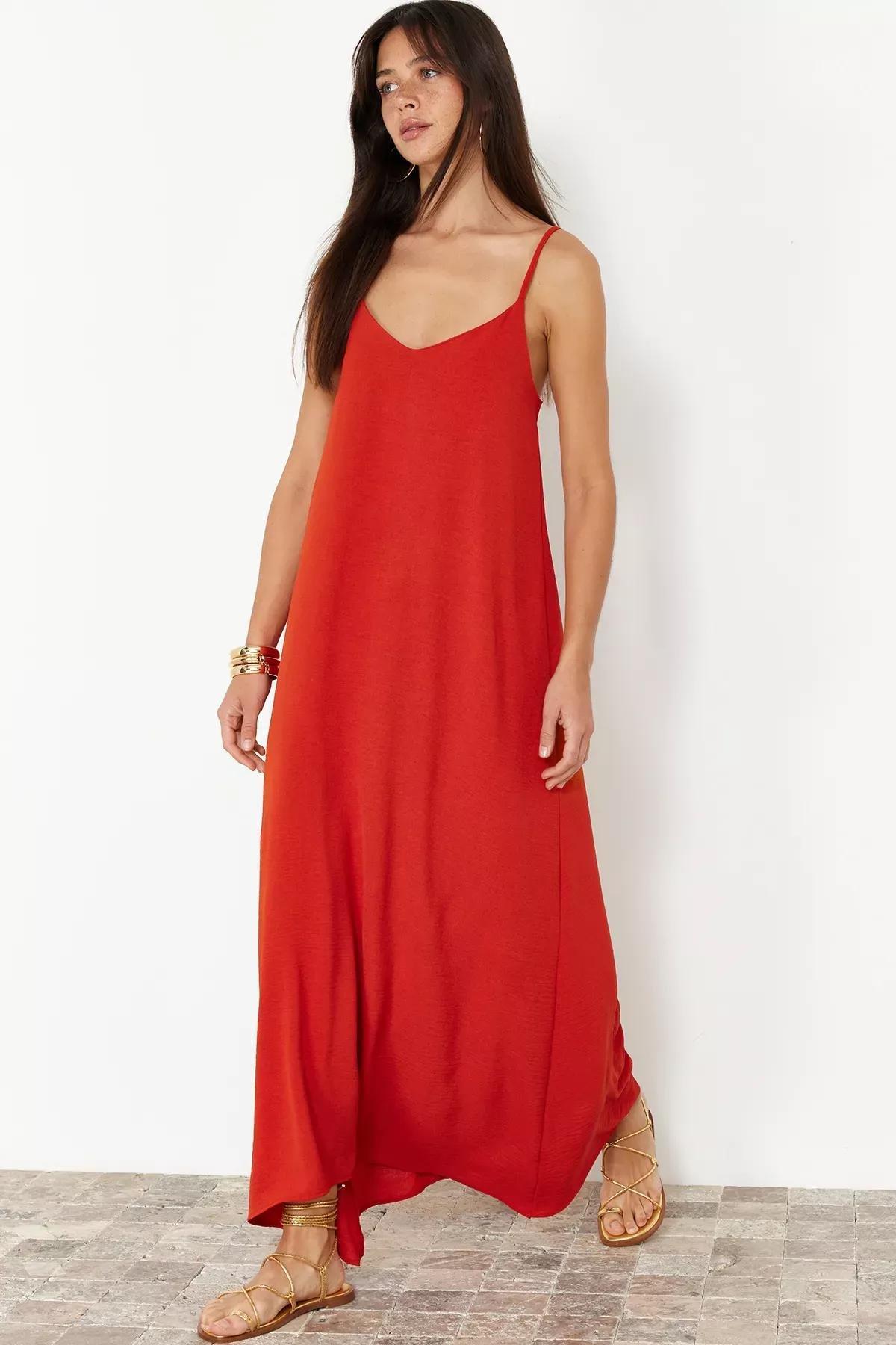 Plain Slip Casual Maxi Dress, Tile, large image number 1