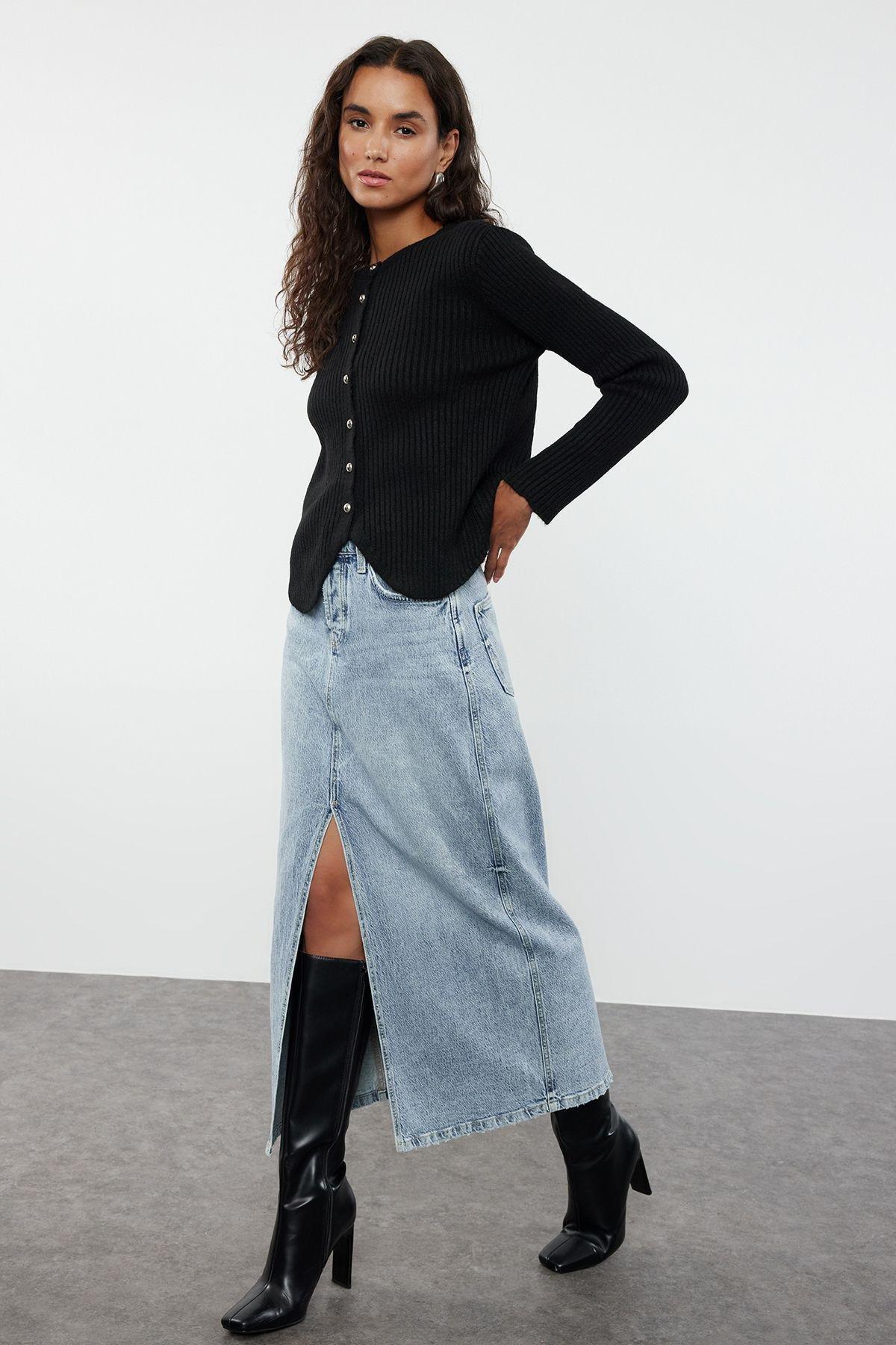 Black Crew Neck Knitwear Cardigan, , large image number 1