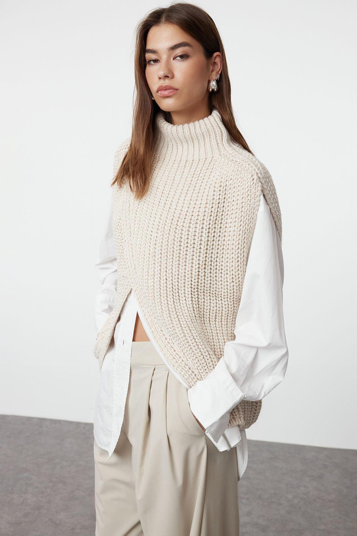 Stone Textured Asymmetric Sweater TWOAW25PA00000, , large image number 0