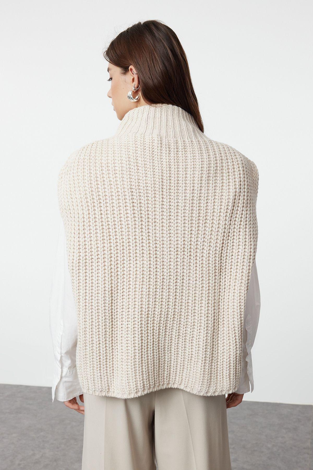 Stone Textured Asymmetric Sweater TWOAW25PA00000, , large image number 4