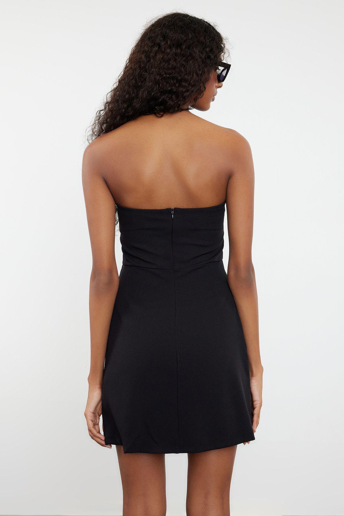 Black Strapless Party Mini Dress, , large image number 4