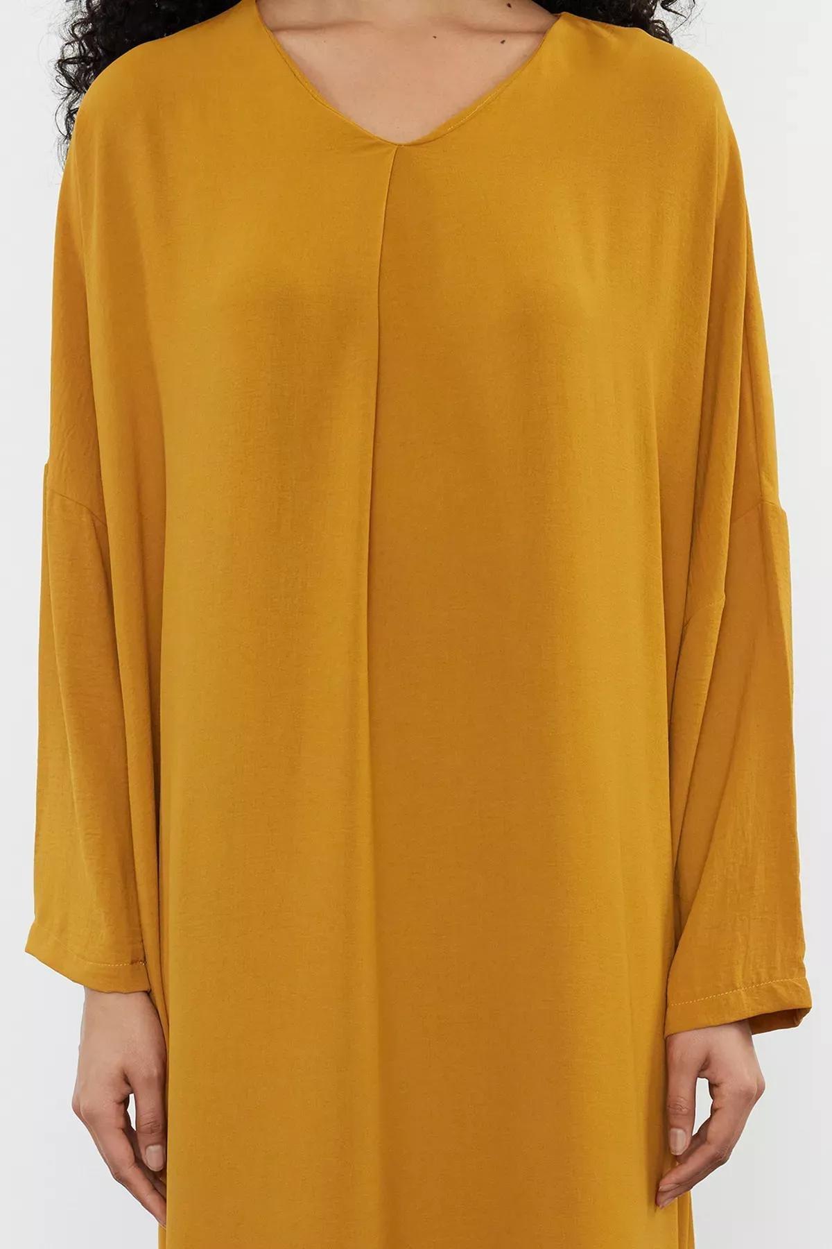 Mustard Woven Aerobin Dress TCTSS24EB00253, Mustard, large image number 4