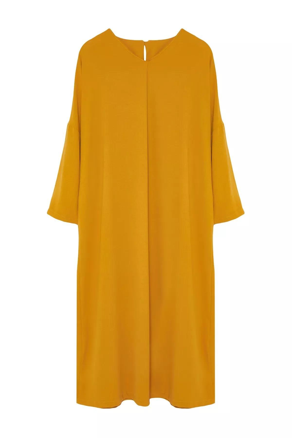 Mustard Woven Aerobin Dress TCTSS24EB00253, Mustard, large image number 5