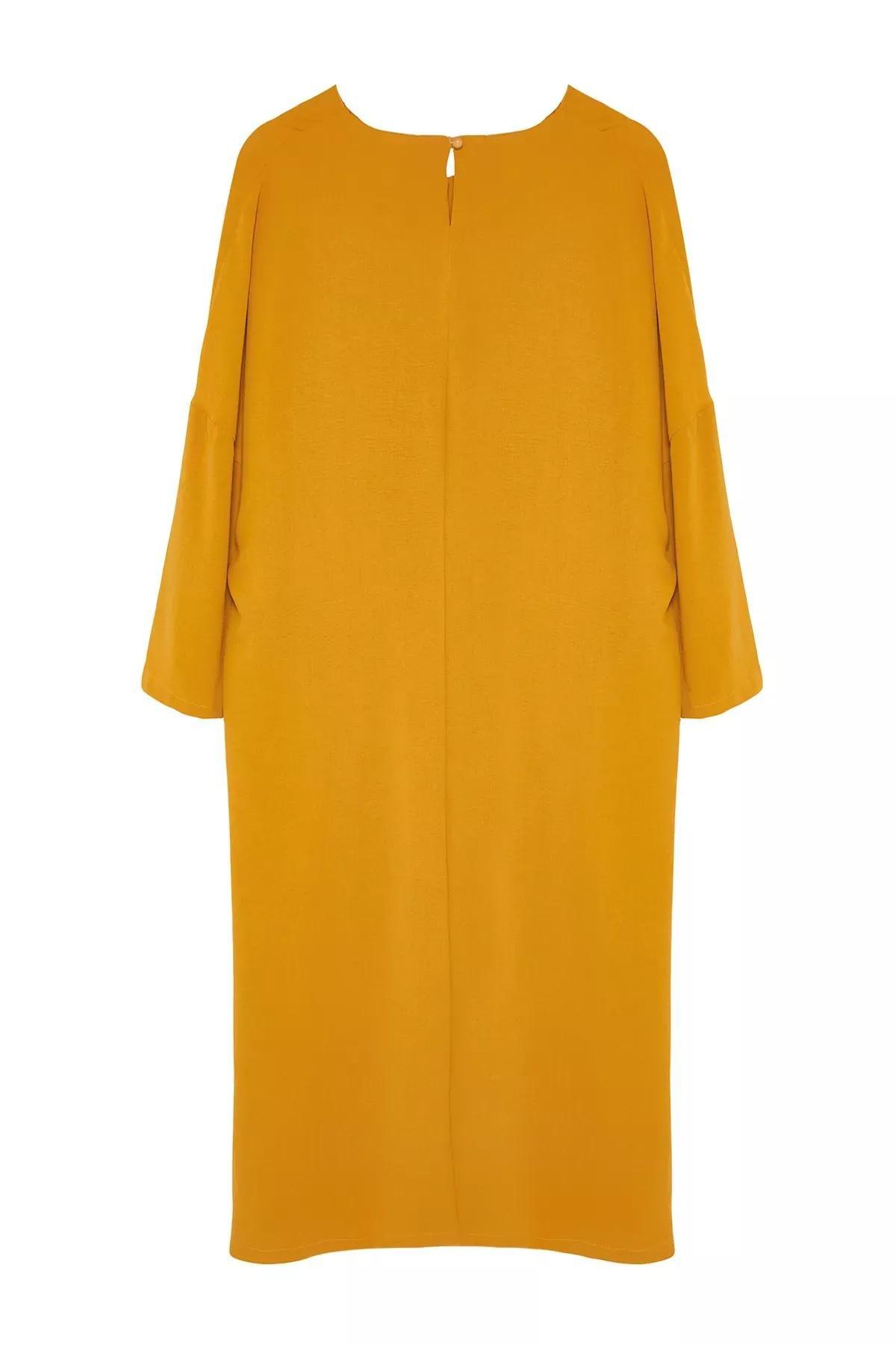 Mustard Woven Aerobin Dress TCTSS24EB00253, Mustard, large image number 6