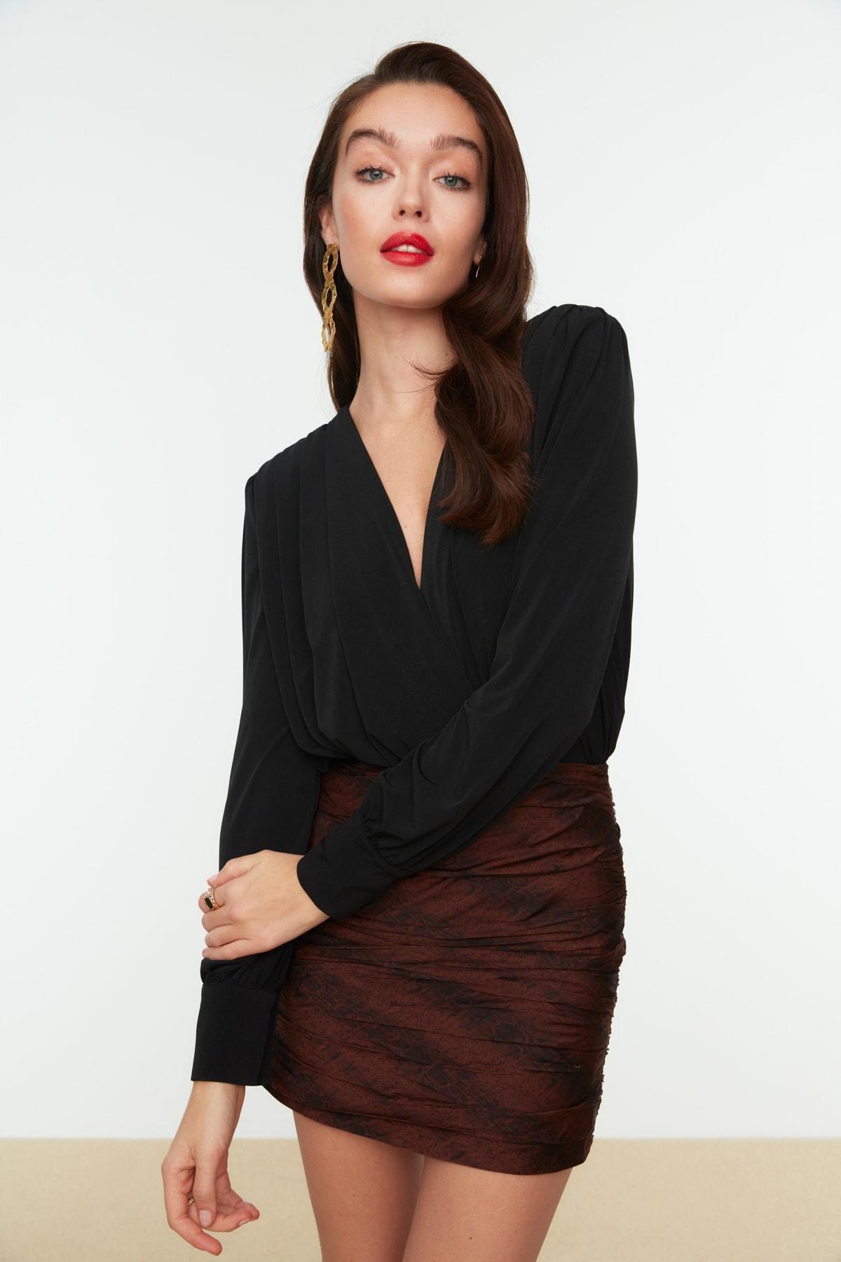 Black Double-Breasted Regular Bodysuit, , large image number 1
