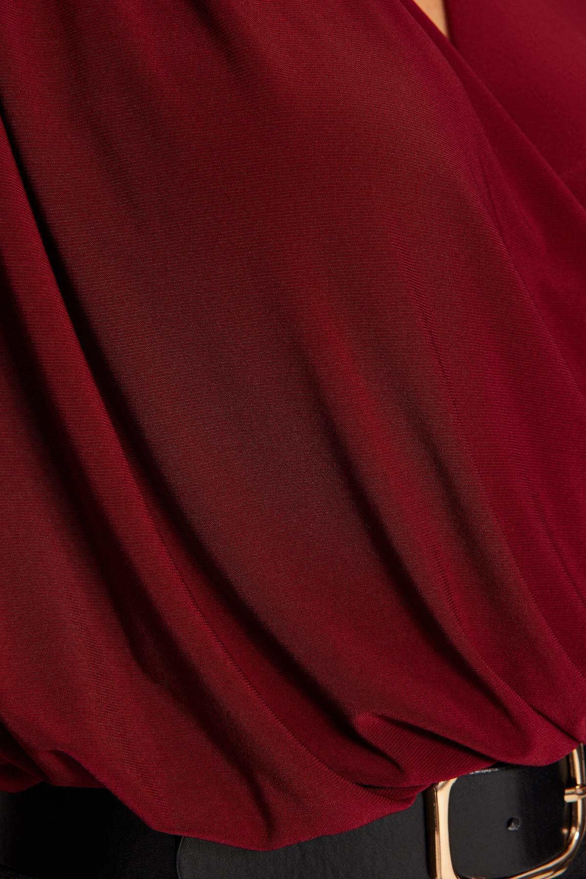 Red Wrapped Knitted Bodysuit, Burgundy, large image number 8