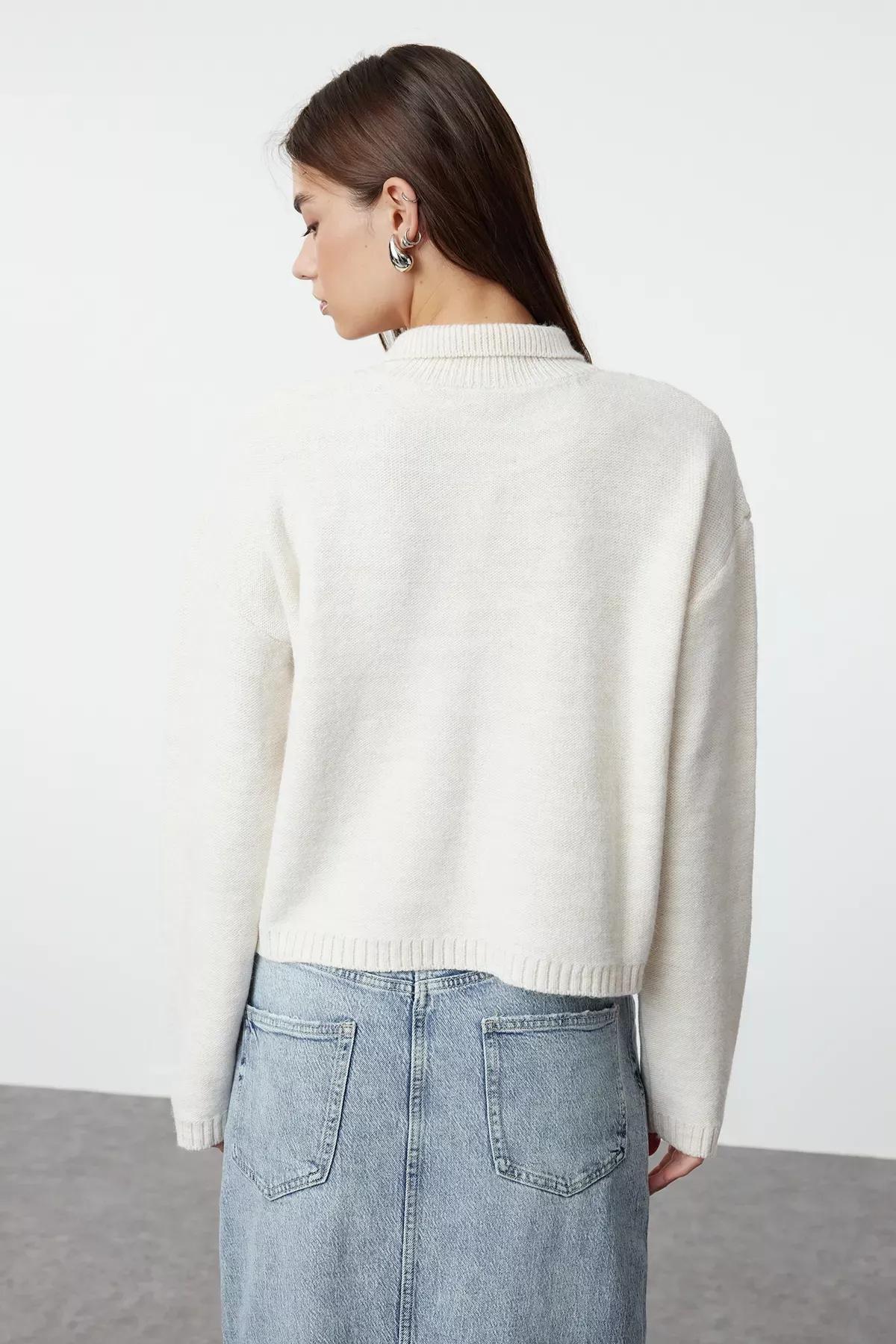 Rose Floral Cropped Sweater, , large image number 4