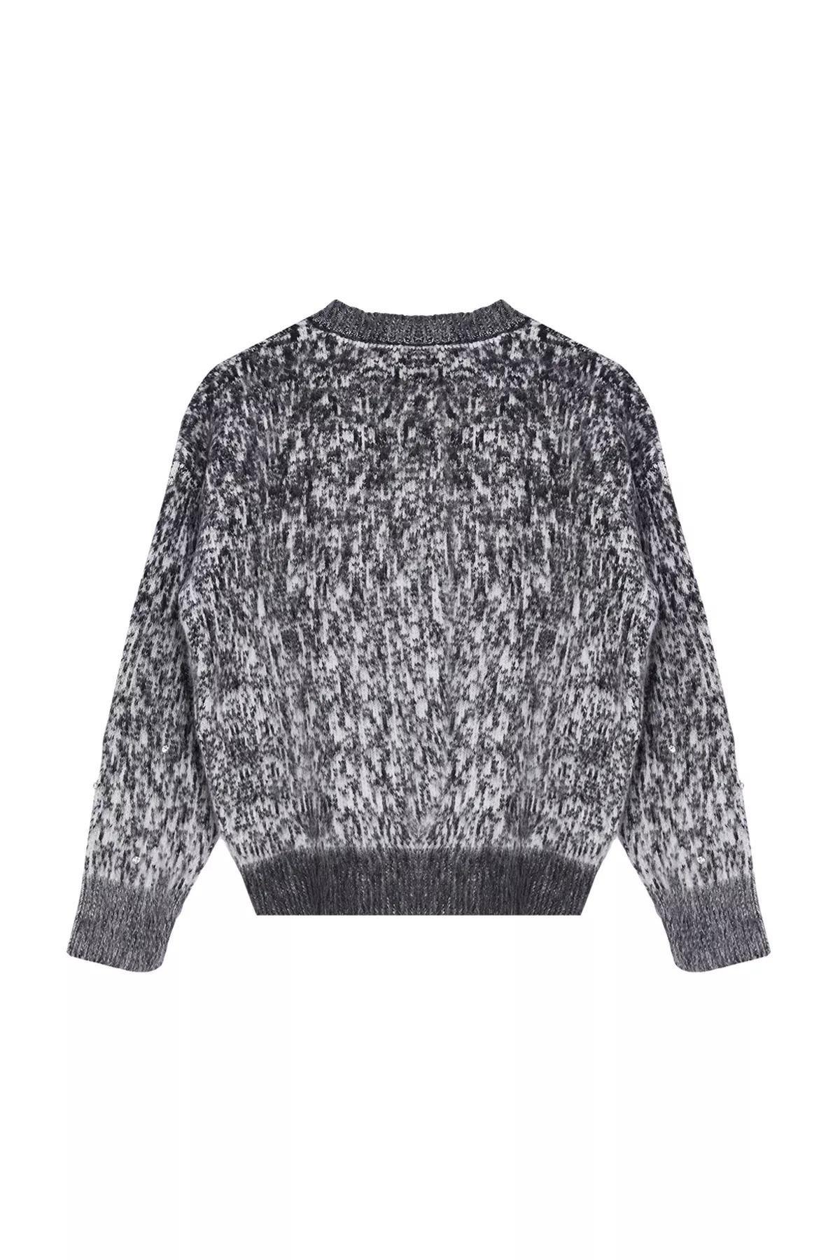 Grey Textured Knit Jacket Cardigan, , large image number 5