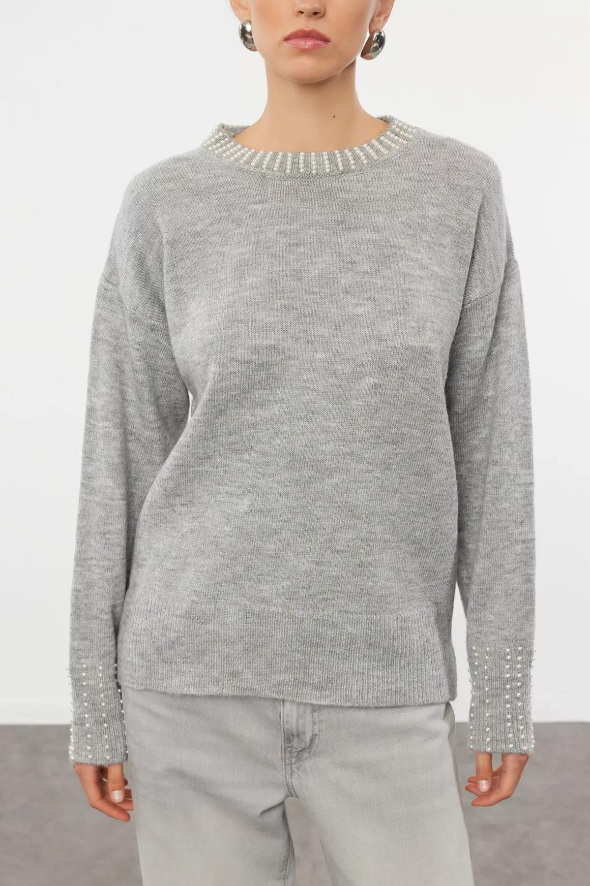 Grey d Brown Embroidered Sweater, Grey, large image number 2