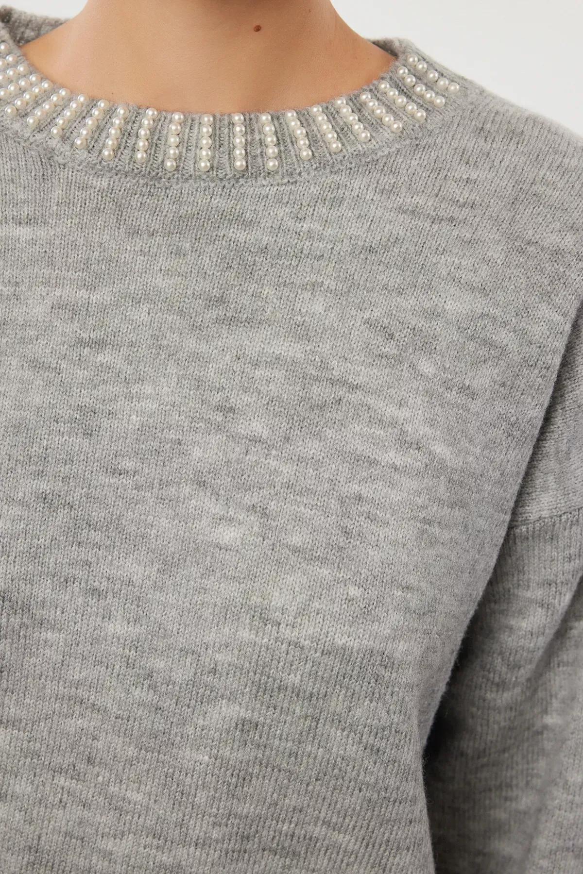 Grey d Brown Embroidered Sweater, Grey, large image number 3
