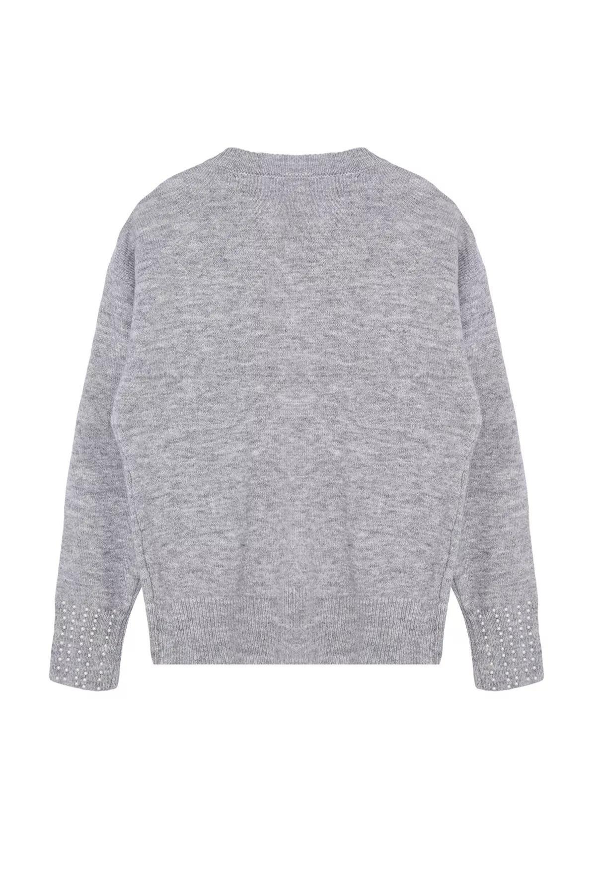 Grey d Brown Embroidered Sweater, Grey, large image number 5
