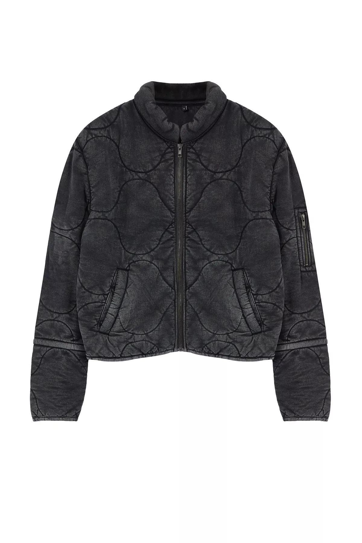 Grey Quilted Puffer Jacket, , large image number 10