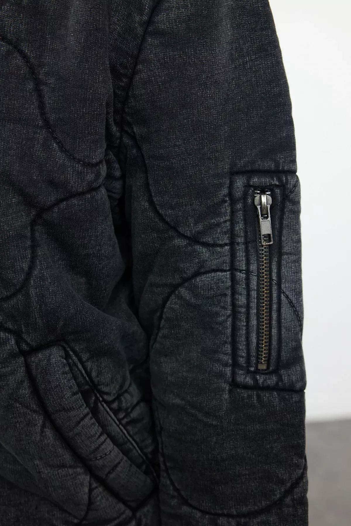 Grey Quilted Puffer Jacket, , large image number 11