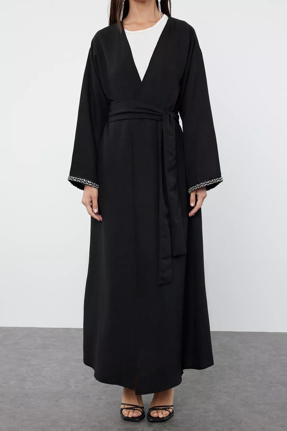 Black Accessory Detailed Abaya, , large image number 2