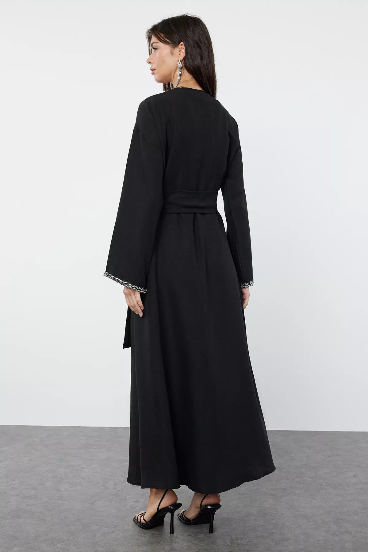 Black Accessory Detailed Abaya, , large image number 4