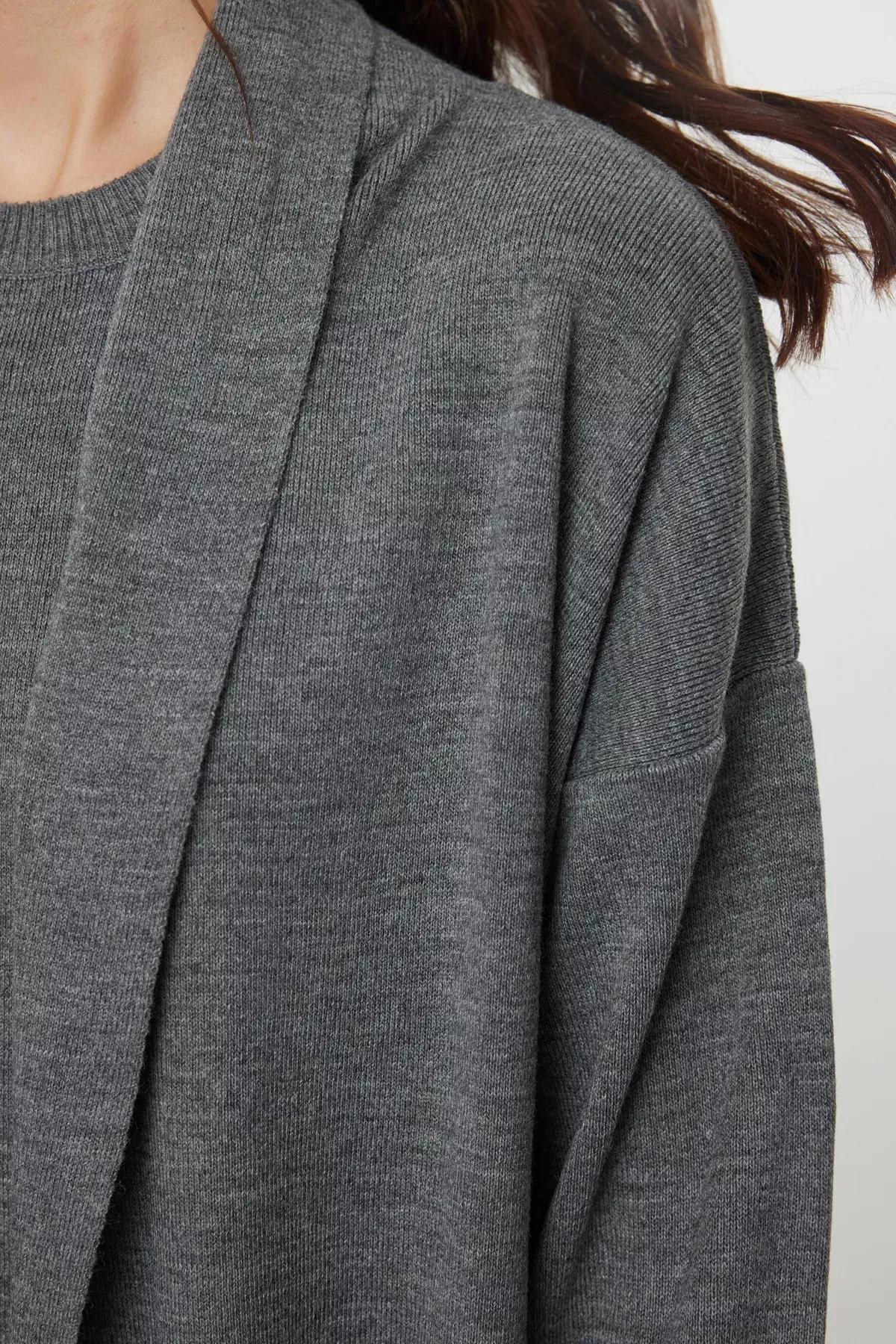 Grey Mini Knitted Co-Ord Set, Anthracite, large image number 2