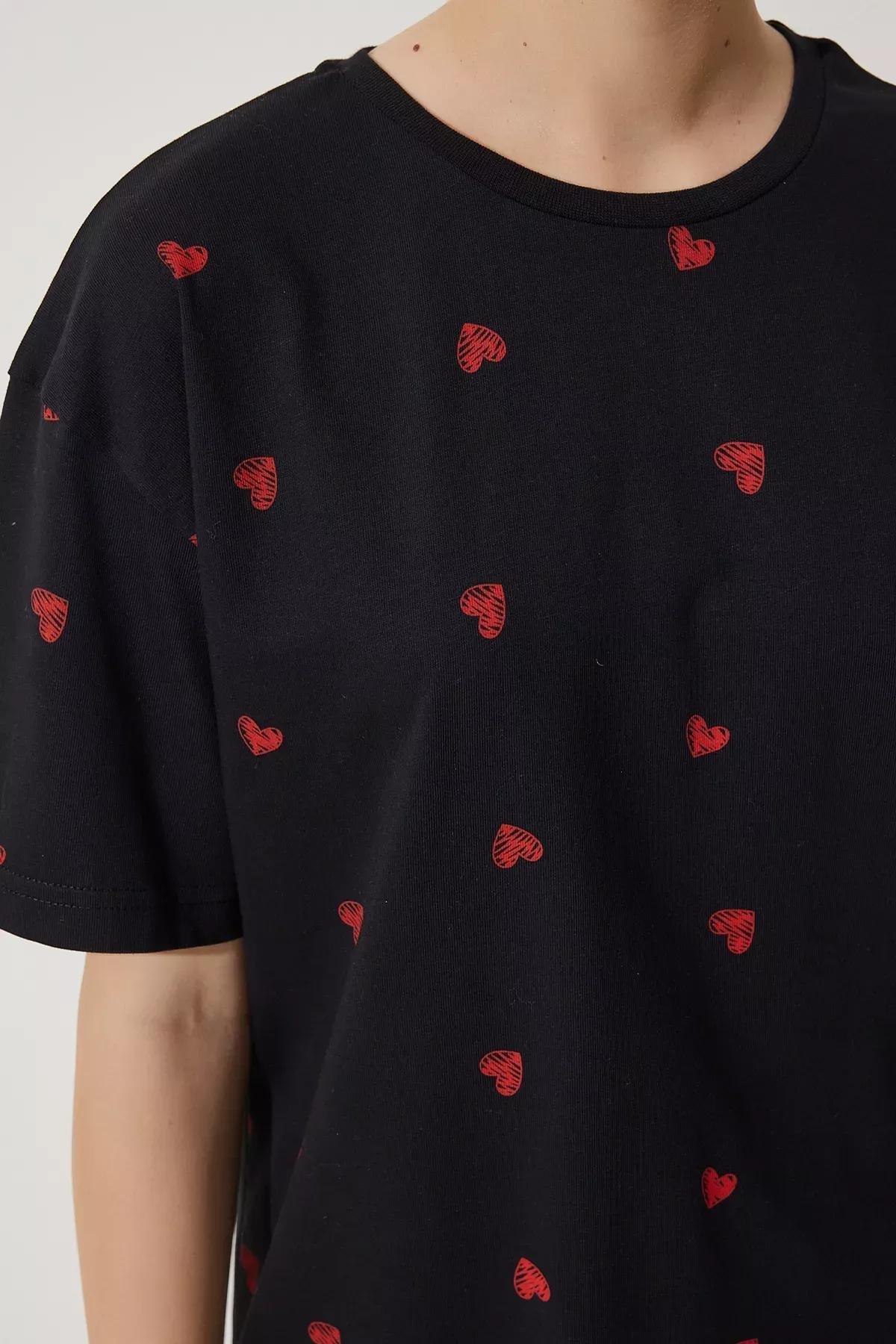 Black Cotton Oversized Long Knitted T-Shirt, , large image number 3