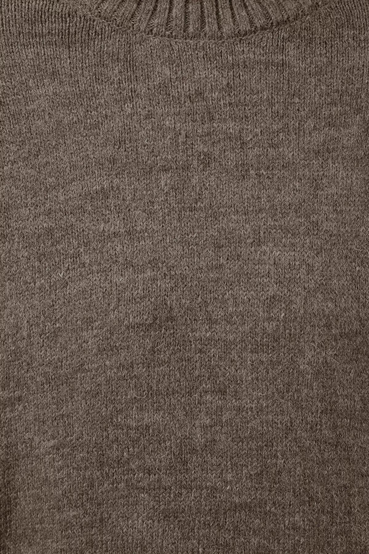 Brown Patterned Crew Neck Sweater, Mink, large image number 3