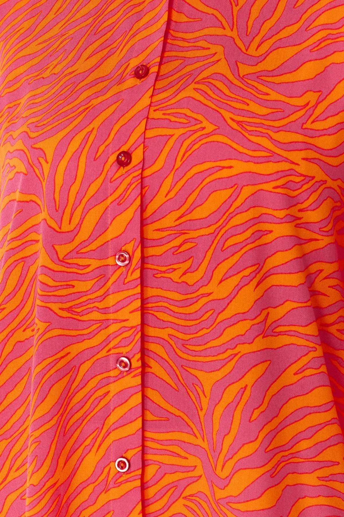 Tiger Print Woven Shirt, Orange-Multicolor, large image number 3
