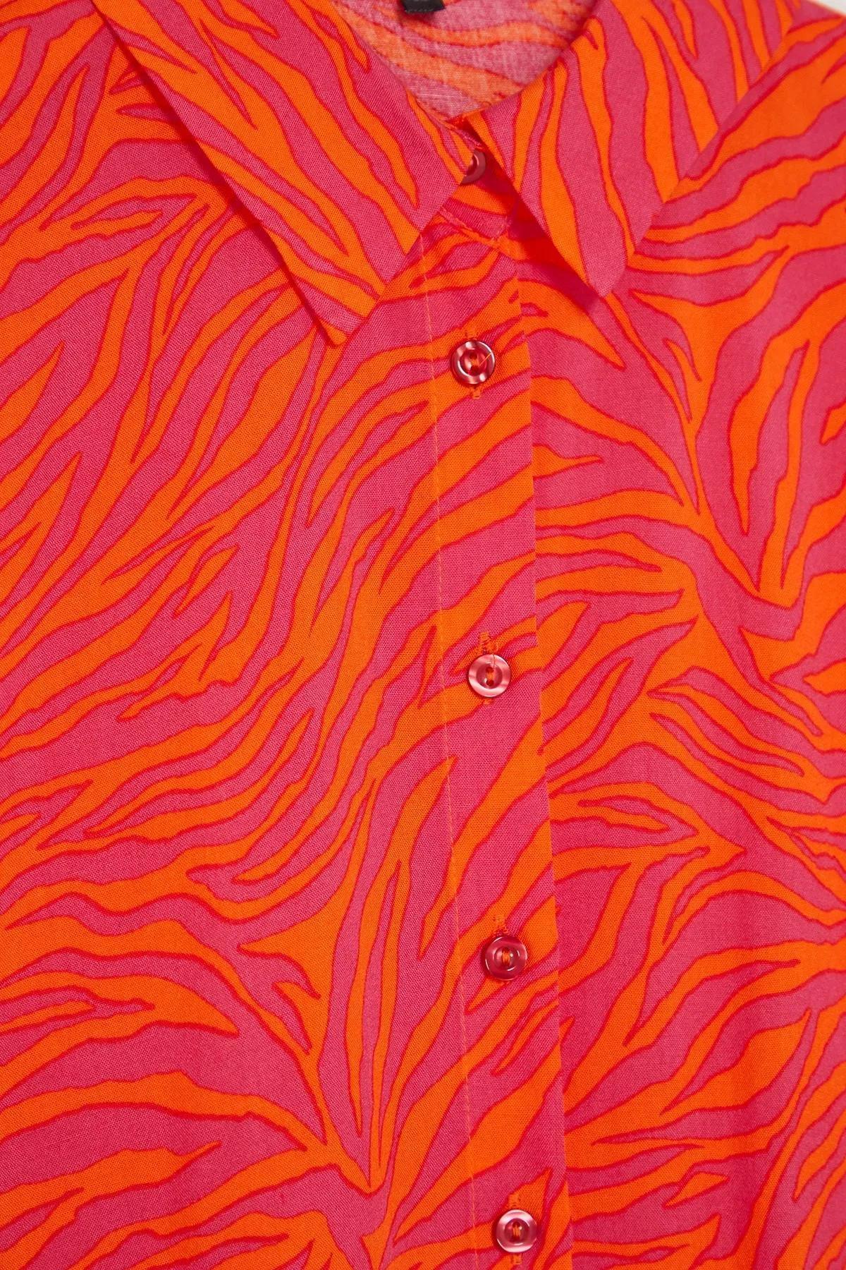Tiger Print Woven Shirt, Orange-Multicolor, large image number 6