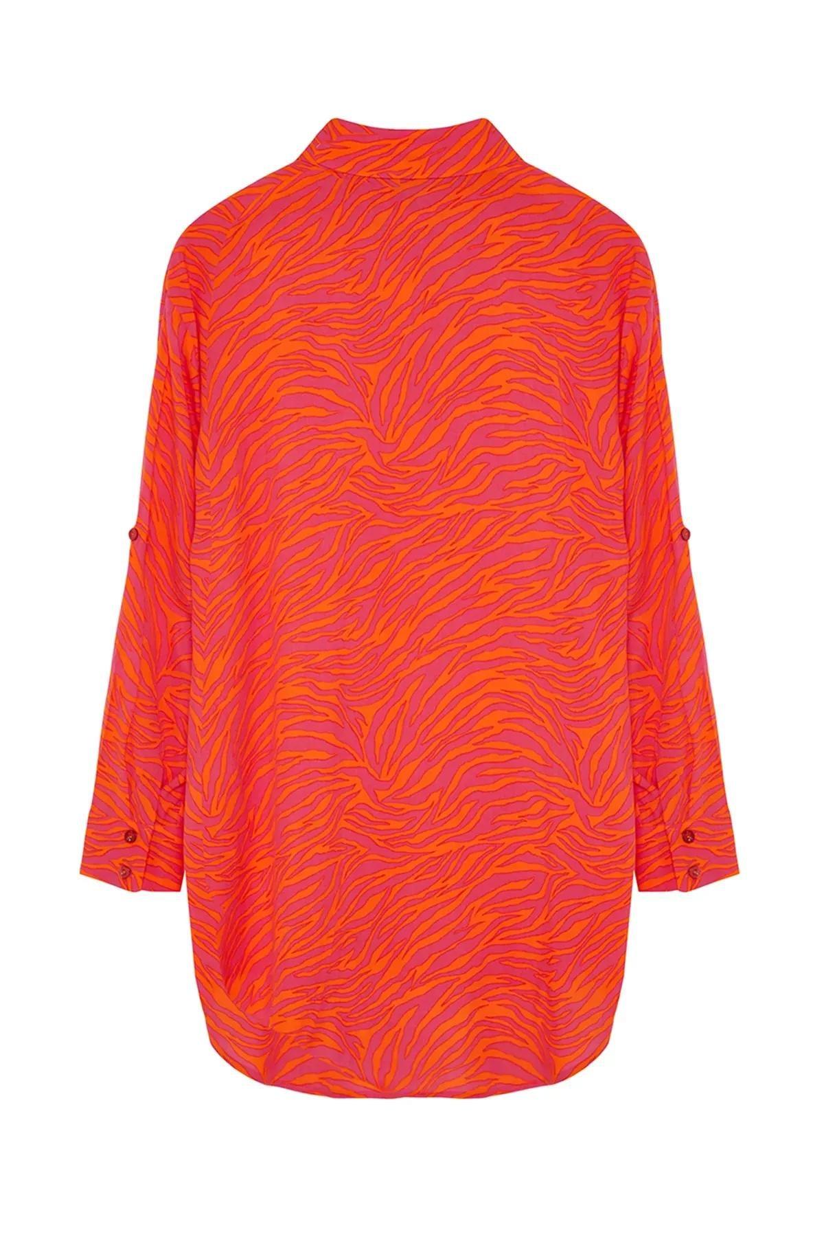 Tiger Print Woven Shirt, Orange-Multicolor, large image number 7