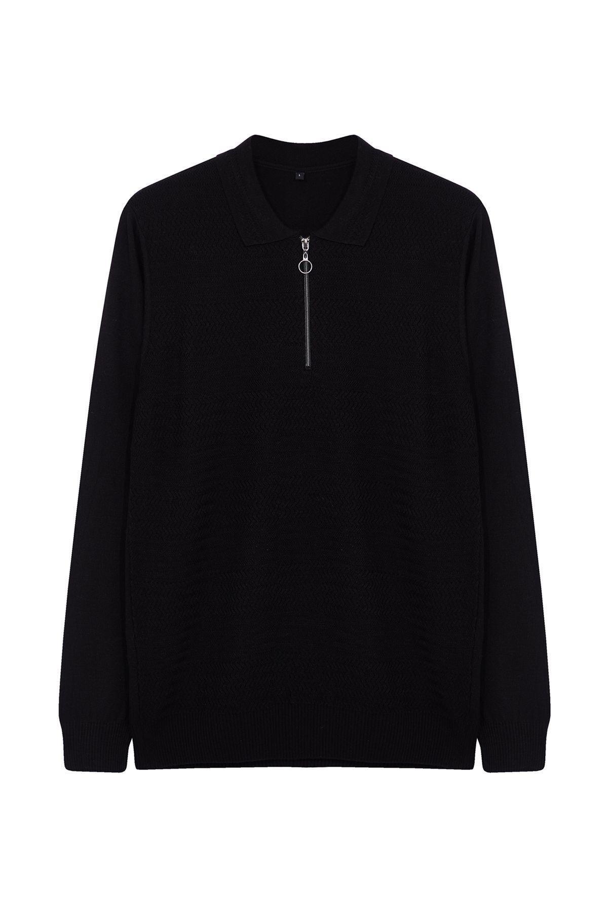 Black Solid Casual Sweater TMNAW25KZ00031, , large image number 0