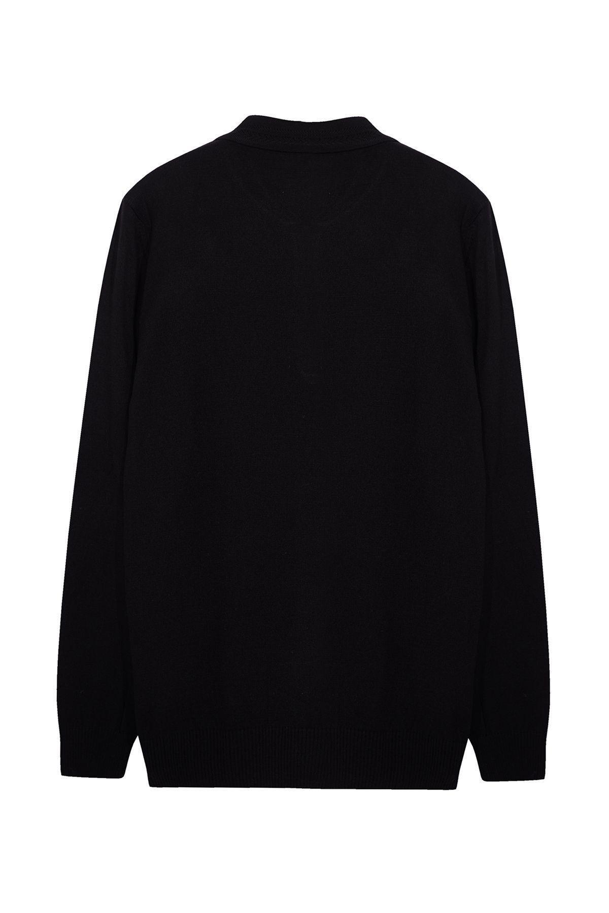 Black Solid Casual Sweater TMNAW25KZ00031, , large image number 1