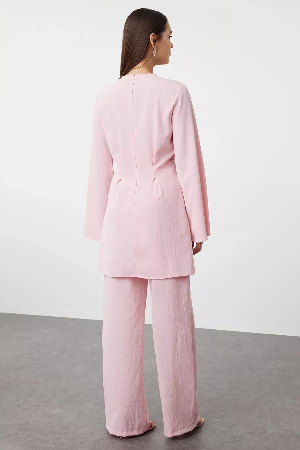 Dusty Rose Set Floral Top & Trousers, , large image number 4