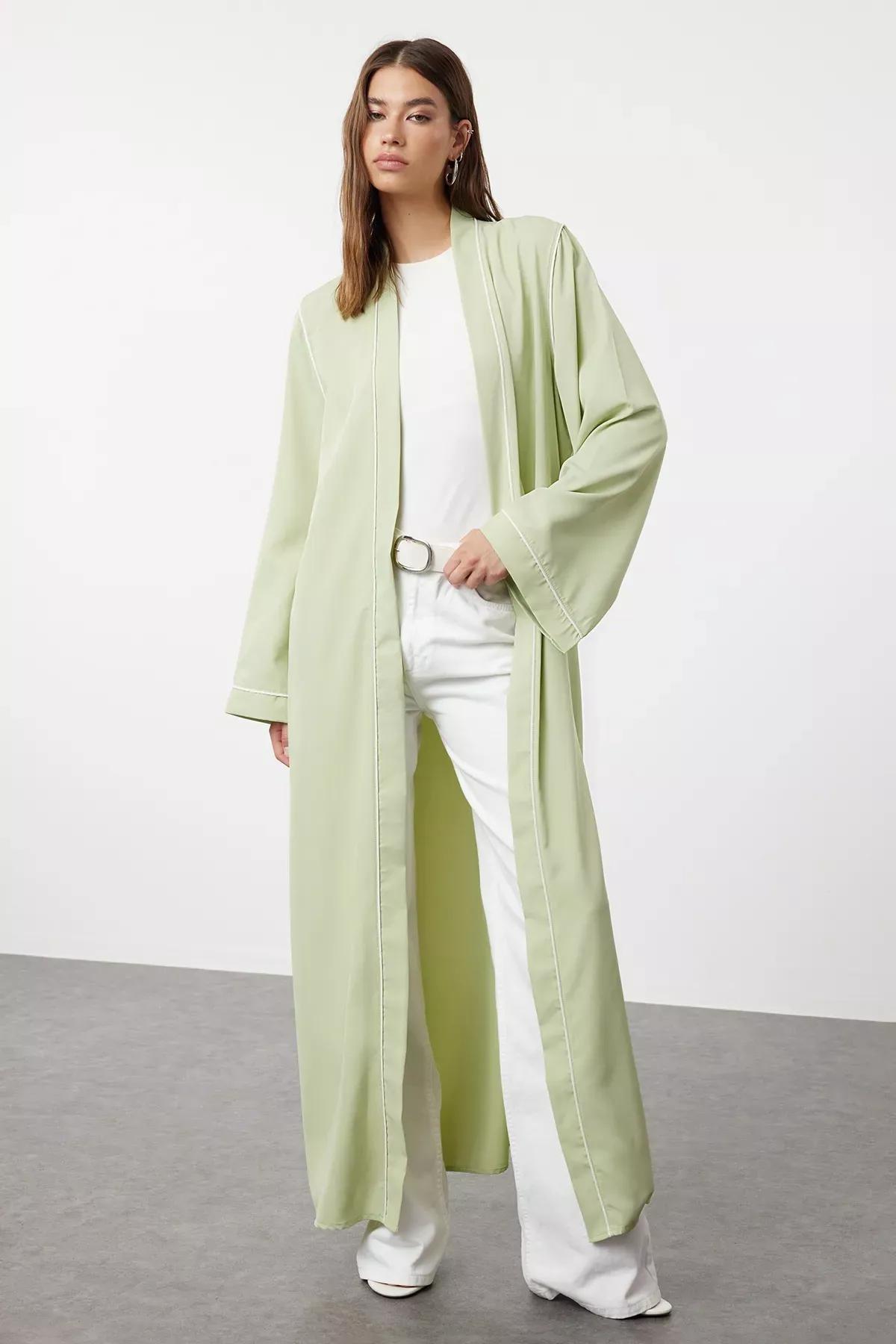 Khaki Woven Abaya Set, , large image number 0