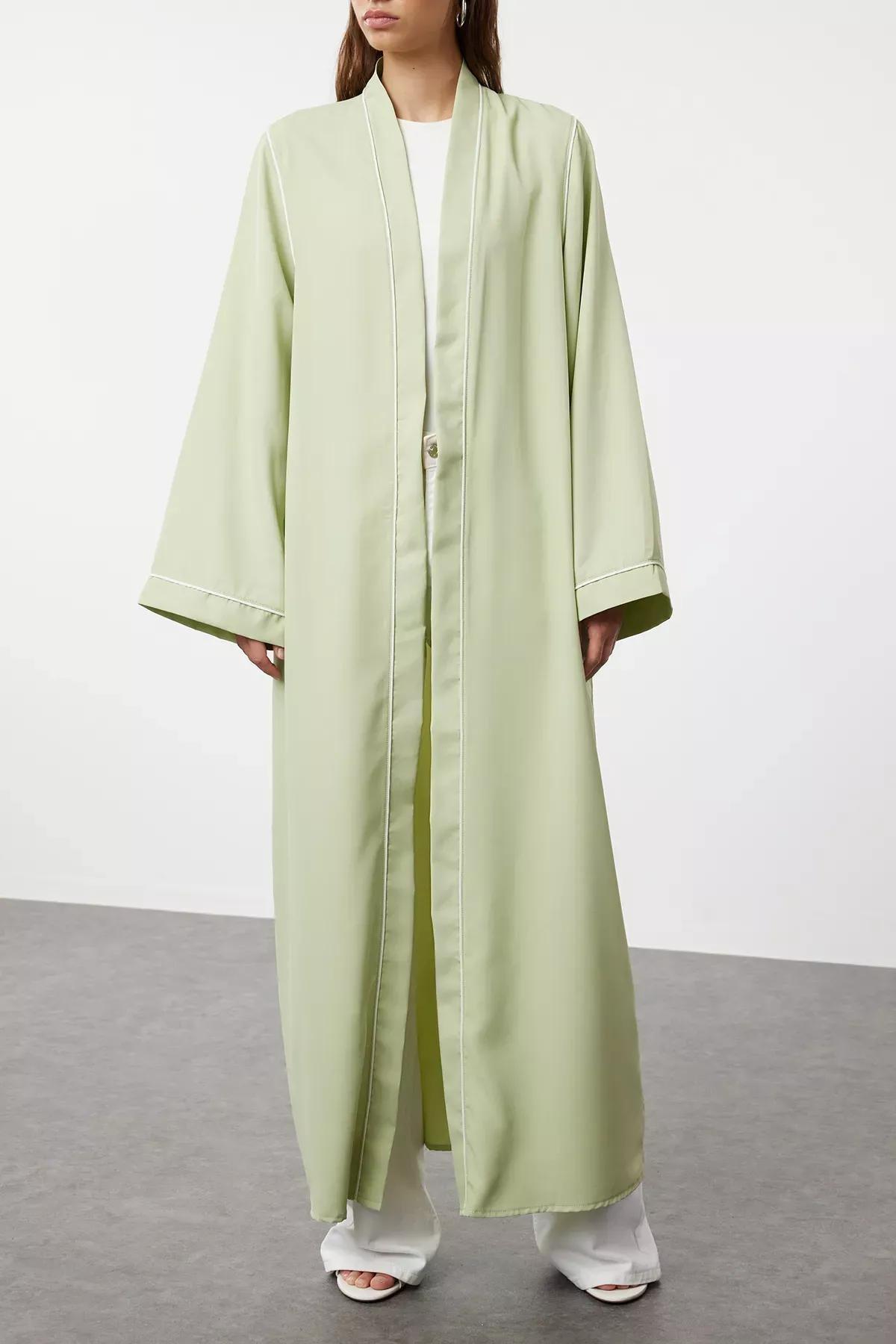Khaki Woven Abaya Set, , large image number 3