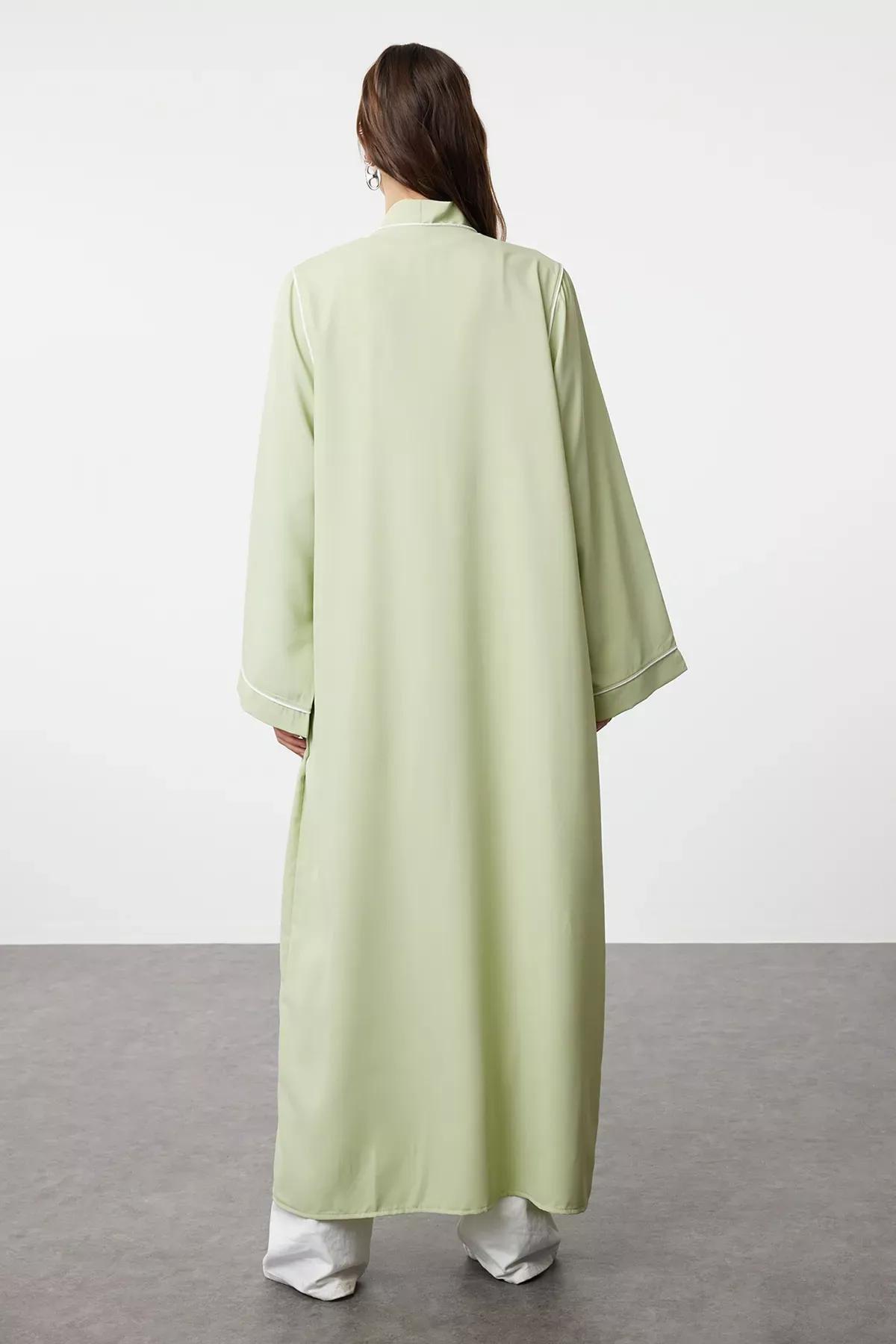 Khaki Woven Abaya Set, , large image number 4