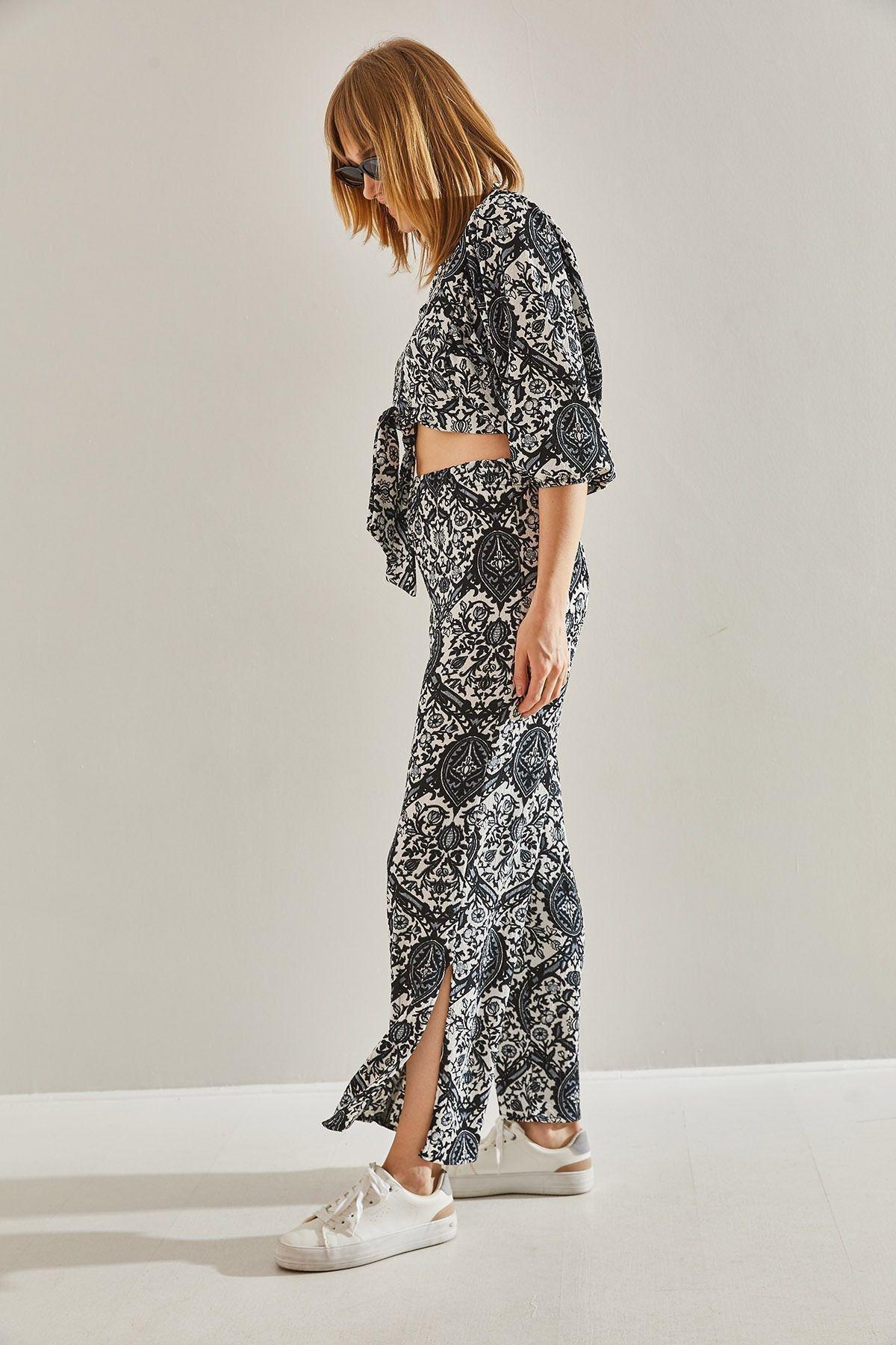 Black Laced Detailed Co-Ord Set, , large image number 1