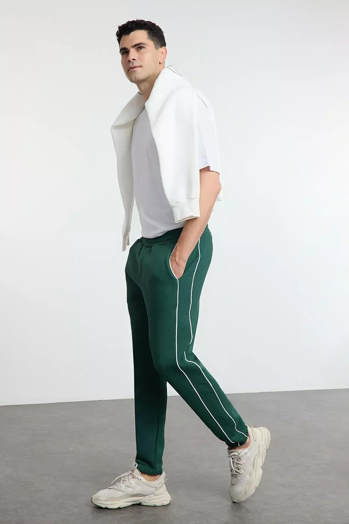 Green Piping Sweatpants, Emerald, large image number 0