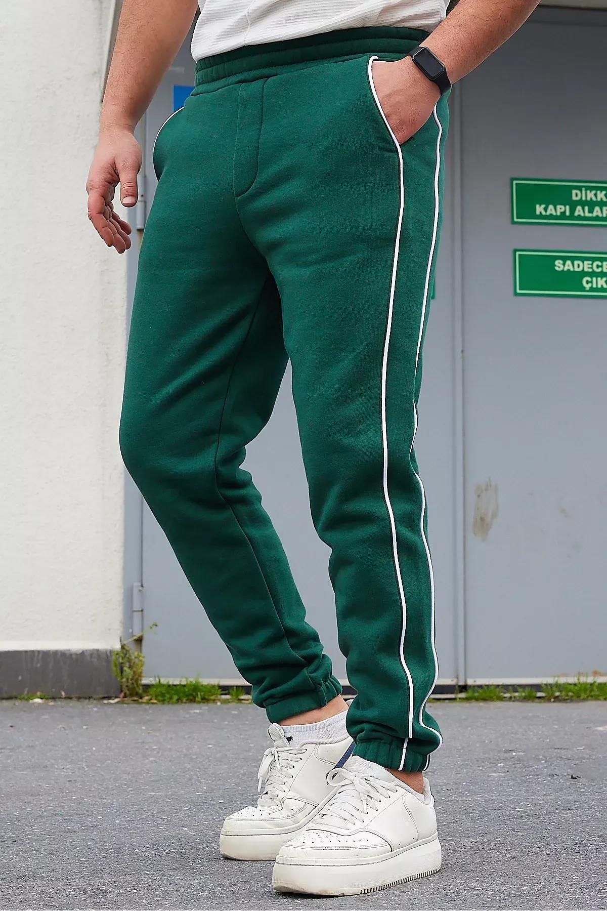Green Piping Sweatpants, Emerald, large image number 1