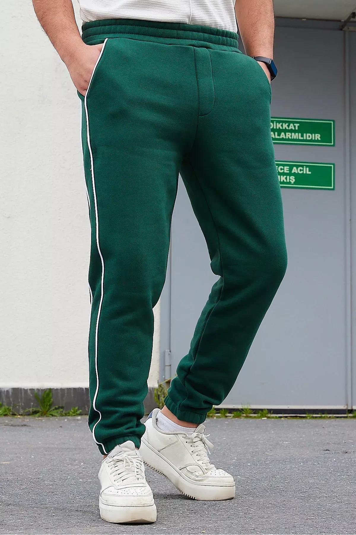 Green Piping Sweatpants, Emerald, large image number 4