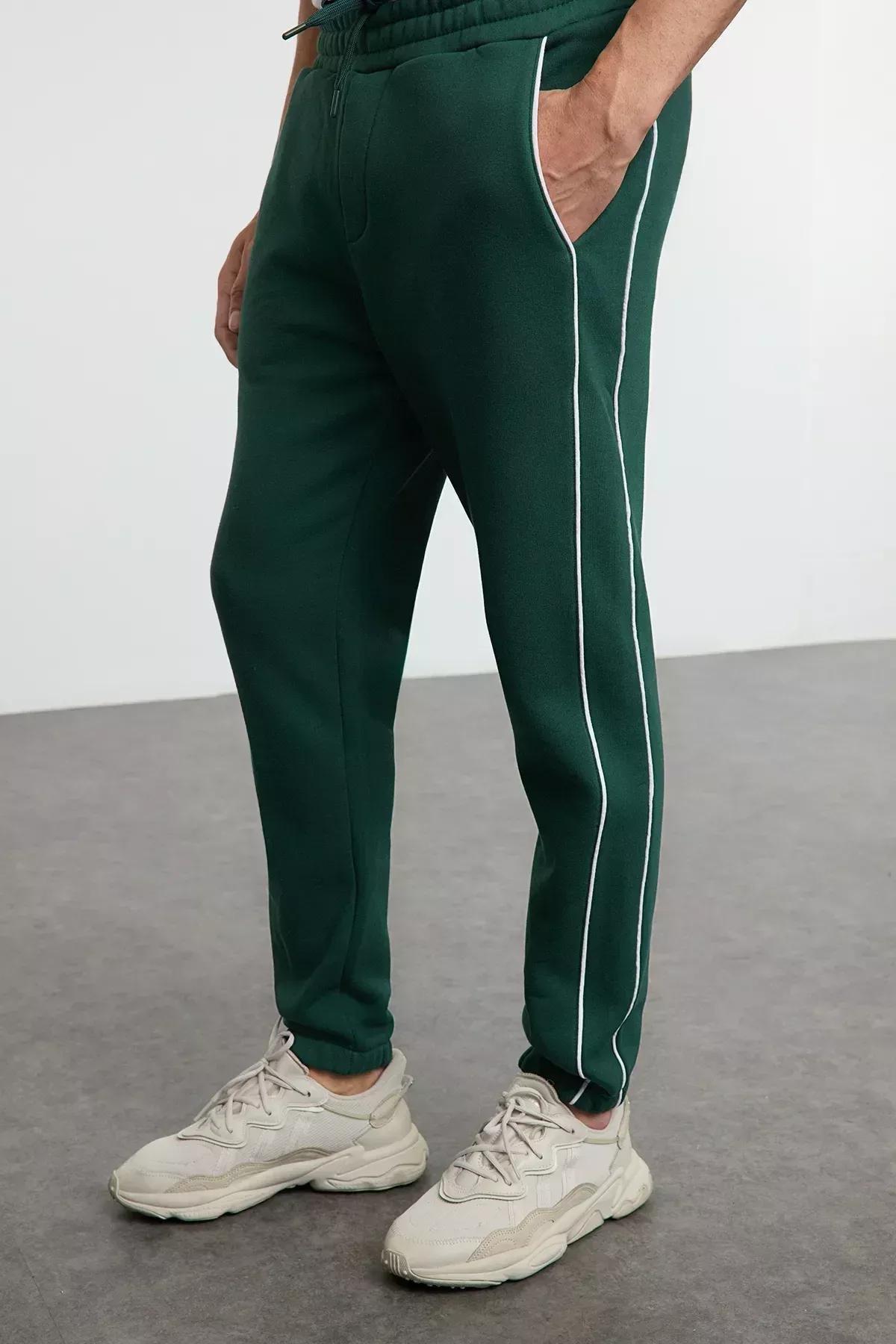 Green Piping Sweatpants, Emerald, large image number 6