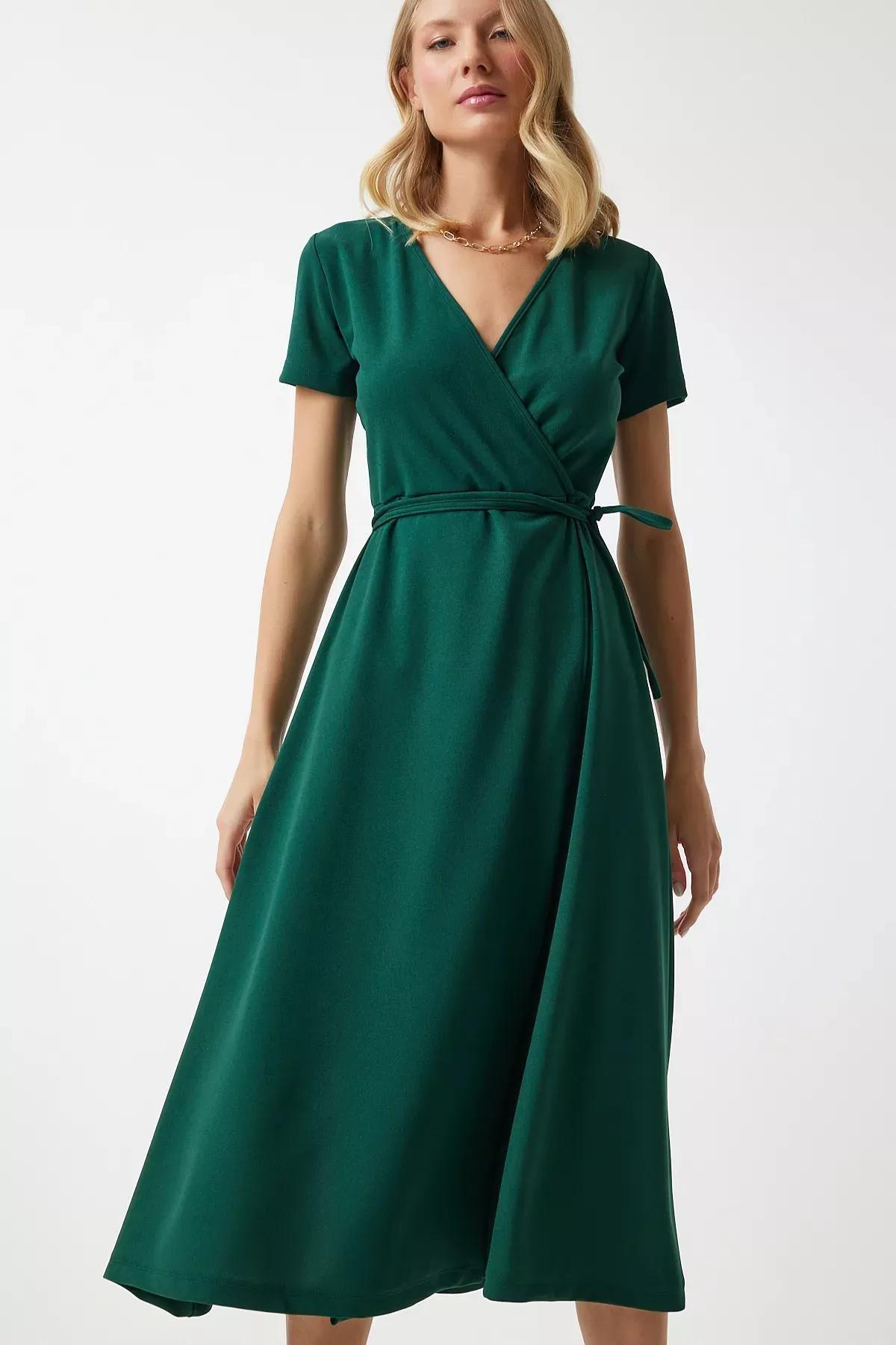 Emerald Green Knot A-Line Midi Dress TO00134, , large image number 0
