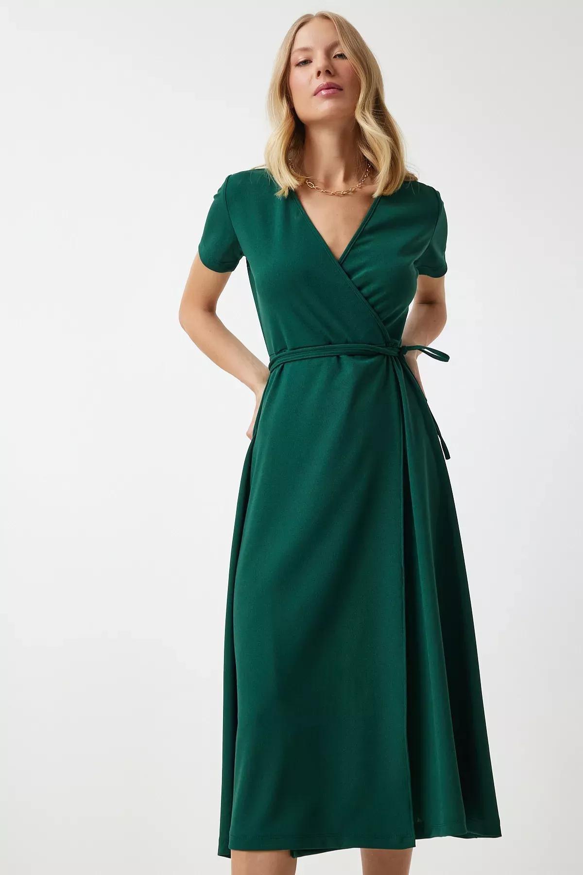 Emerald Green Knot A-Line Midi Dress TO00134, , large image number 1