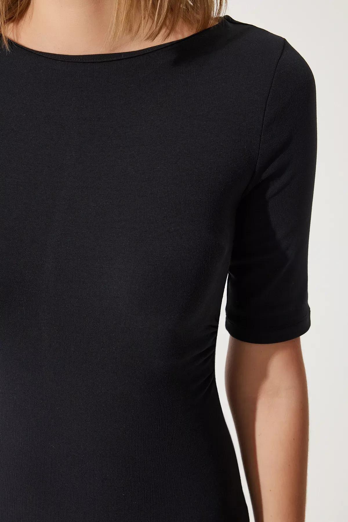 Black Plain Bodycon Midi Dress UB00269, , large image number 2