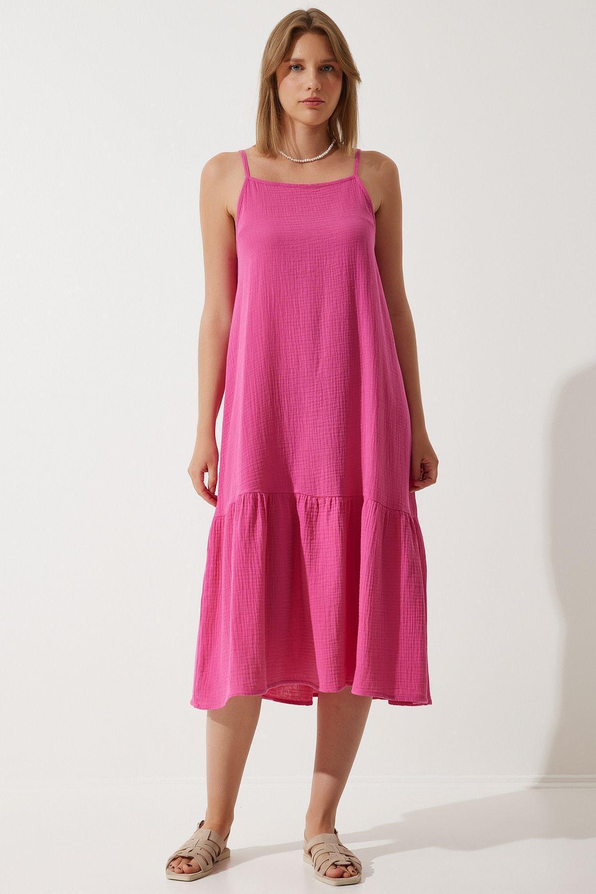 Dark Pink Frills Ruffle Midi Dress, , large image number 1